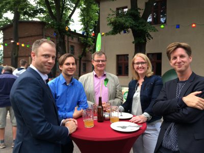 Mario Czaja, MdA und Senator, Stefan Ziller, MdA, Nickel von Neumann, BVV, Lisa Paus, MdB und Daniel Wesener, Landesvorsitzender von Bündnis 90/Die Grünen - Berlin. 